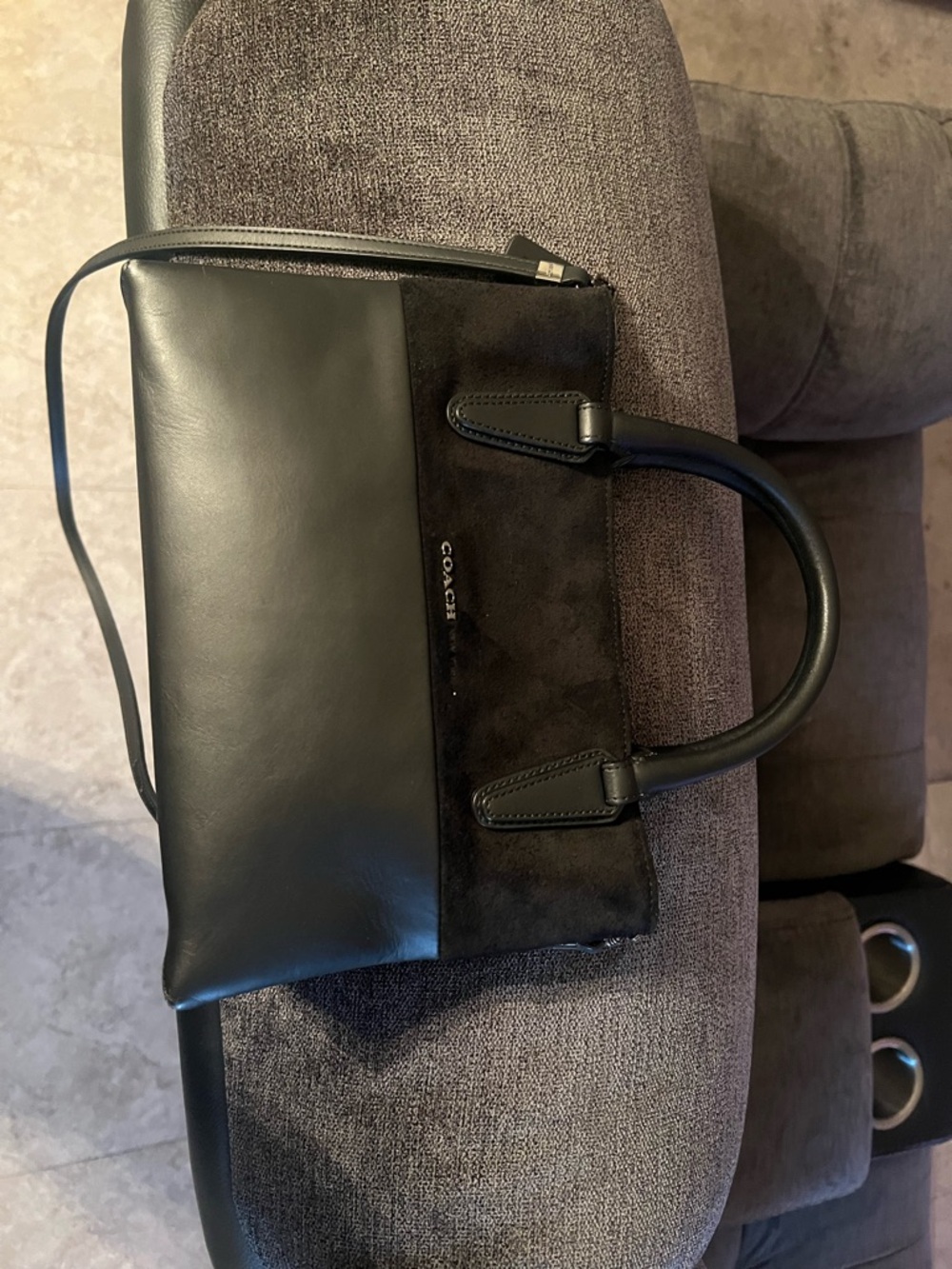 COACH The Soft Borough Bag In Retro Glovetanned Leather and Suede 32297 Black